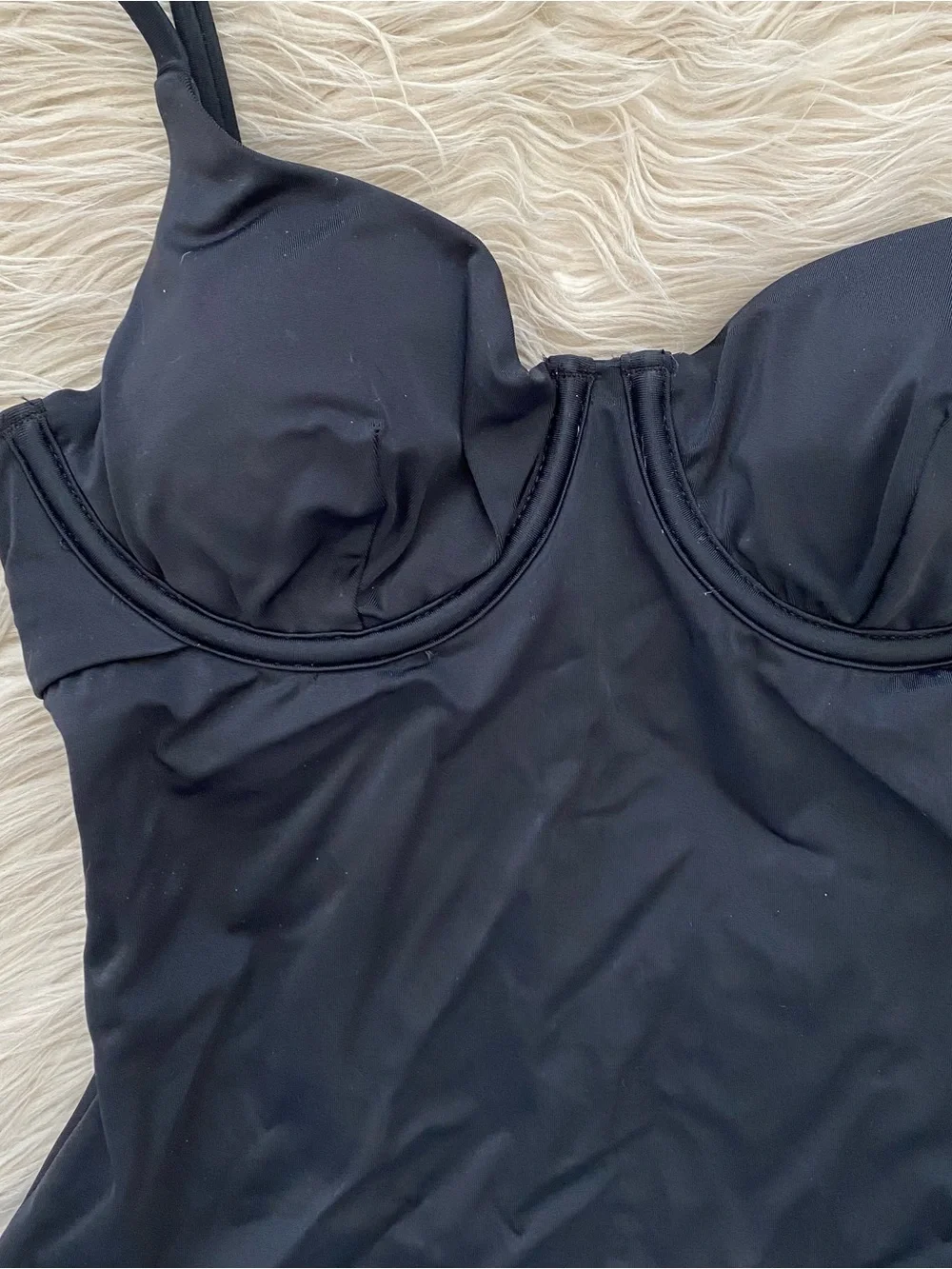 Andie Bermuda One Piece Swimsuit Black Underwire Bra Bust Support Bustier XS